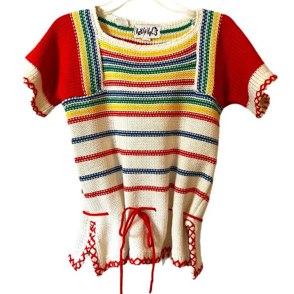 Vintage Sweaters - Vintage striped sweater primary colors